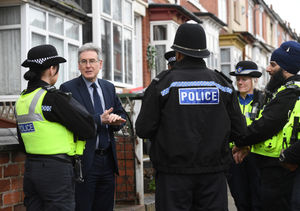 West Midlands Police Crime Commissioner Simon Foster meeting officers on the streets of Smethwick.