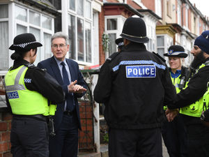 West Midlands Police Crime Commissioner Simon Foster meeting officers on the streets of Smethwick.