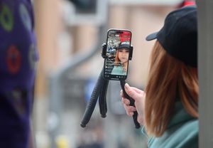 Kelly Gettings does some filming on TikTok for the Only Foodz page