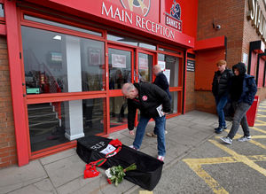 Walsall fans protest about the board at Banks's Stadium.