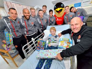 Supporting image for story: WATCH: Walsall FC visit staff and patients at Walsall Manor Hospital