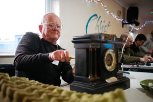 Allan Read fixing an old clock