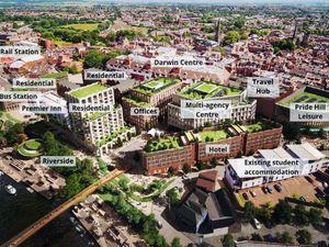 Supporting image for story: Bird's eye view of how Shrewsbury could look as riverside revamp edges closer