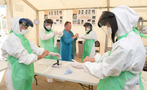 Medical personnel from 202 Field Hospital in Kerry Town centre