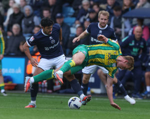 Rough treatment for striker Aune Heggebo, who was anonymous throughout. (Photo by Richard Pelham/Getty Images)