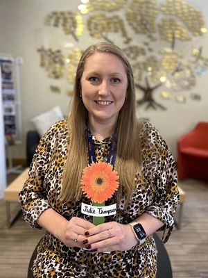 Lisa holding her mums Gerbera