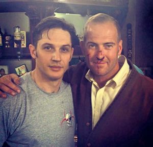 Justin with Tom Hardy on the Legend set