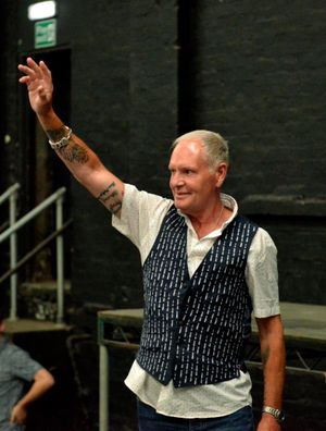 Paul Gascoigne greets fans at the beginning of the meet and greet