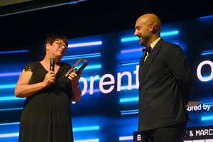 Apprentice of the Year  Deborah Colley (AF Blakemore) talking to host PJ Ellis