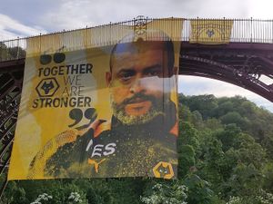 Supporting image for story: Nuno flag hung from Iron Bridge as Wolves fans bid farewell
