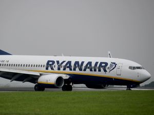 A Ryanair plane on a runway