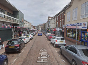 Dudley High Street, near the Caledonia Chicken Shop, near to where the blue tent has been placed