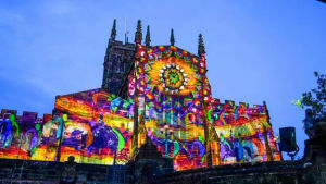 The light show will appear along the side of the historic church