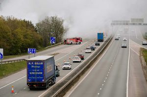 Smoke continues to billow across the M54 on Tuesday morning