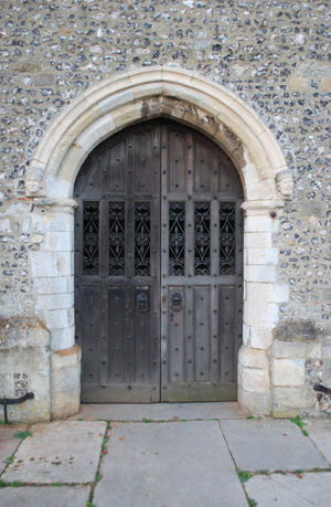 Online sleuths have identified the doorway as being that of St Peter's Church at Bishop's Waltham, near Southampton.
