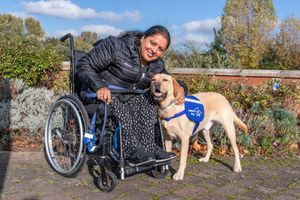 Rajwinder Kaur with support dog Rocky