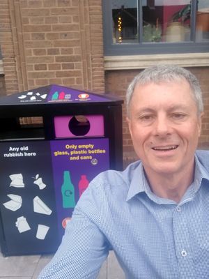 Tim Nelson with the new bins 