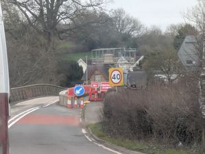 Temporary measures are still in place on the A49 Onibury Bridge after a tractor crashed into it. Picture: LDRS