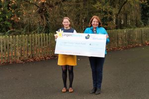 Sophie Dwerryhouse, CLA Midlands Regional Director presenting £400 to Angela Hill, Chair of the Shrewsbury Committee of Lingen Davies