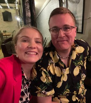 Bridgnorth quiz maestro Ben Spicer celebrates his win with sister Mary at the Bassa Villa pub