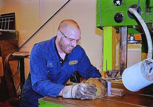 Dave Whittle slices off a sliver from the metal at Donnington