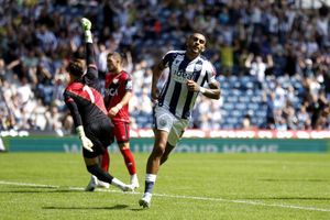 Karlan Grant celebrates his goal for Albion (Photo by Adam Fradgley/West Bromwich Albion FC via Getty Images)