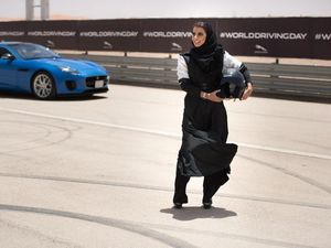 Supporting image for story: Female Saudi racing driver marks driving ban lift with lap of national circuit