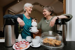 From left, Andrea Graham and Sue Stefiuk at the dementia cafe at Shrewsbury Baptist Church