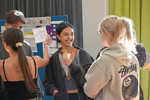 A-Level results at Idsall School, Shifnal - with Mia Brooks in centre.