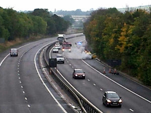 Supporting image for story: Motorist flees as car catches fire on M54