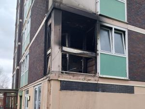 Supporting image for story: Fire at Wolverhampton apartment block leaves flat severely damaged