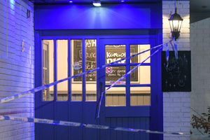 Police tape was across the entrance to the pub on Sunday. Photo: SnapperSK