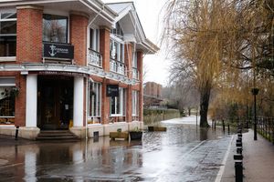 Flooding at Victoria Quay, Shrewsbury, on Wednesday