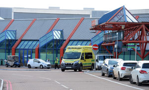 An ambulance outside the hospital at the NEC