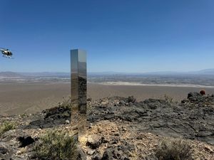 Supporting image for story: Shiny mystery monolith removed from mountains outside Las Vegas