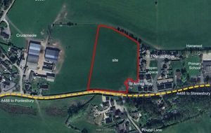 An outline application has been submitted for around 33 homes in Hanwood. Picture: Google Earth