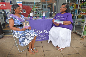 Deloris Smith and Monica Gregory raising funds for the Cruse Bereavement Support charity outside the Co-op in Tettenhall