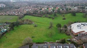 Aerial view of Corbett Meadow - the last parcel of untouched meadowland in Amblecote