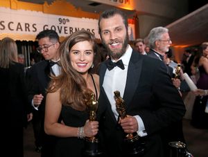 Rachel Shenton and Chris Overton, winners of the award for best live action short for The Silent Child