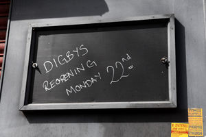 The sign seen outside of Digby's Cafe