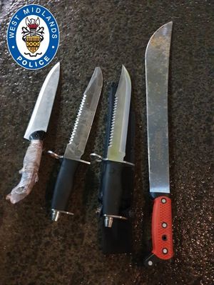 Knives were also seized from the vehicles