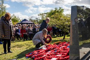 Wreaths are laid in honour of those who lost their lives.
