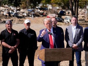 Supporting image for story: Trump makes more claims about Fema as he surveys storm damage in North Carolina