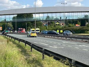 Supporting image for story: Road closed and air ambulance on scene after crash involving 'motorcyclist and four vehicles' on Telford A442