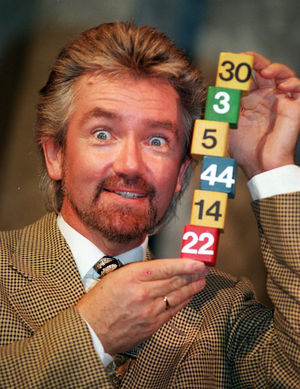 Noel Edmonds at the launch of the National Lottery in 1994