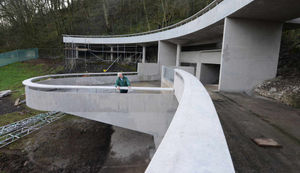Chief executive Peter Suddock views the refurbished bear ravine at Dudley Zoo