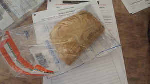 A drug packet found on site by Staffordshire Police