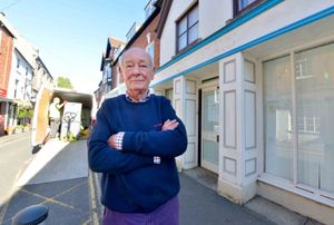 Mayor of Much Wenlock Graham Edcumbe Venning outside the town's closed Barclays branch – will the loss of cashpoints hit the elderly and poor?