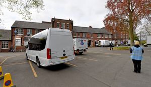 Filming crew at the former police station at Mary Stevens Park, Stourbridge