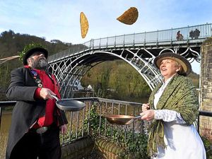 Supporting image for story: Pancake race at Iron Bridge - with video